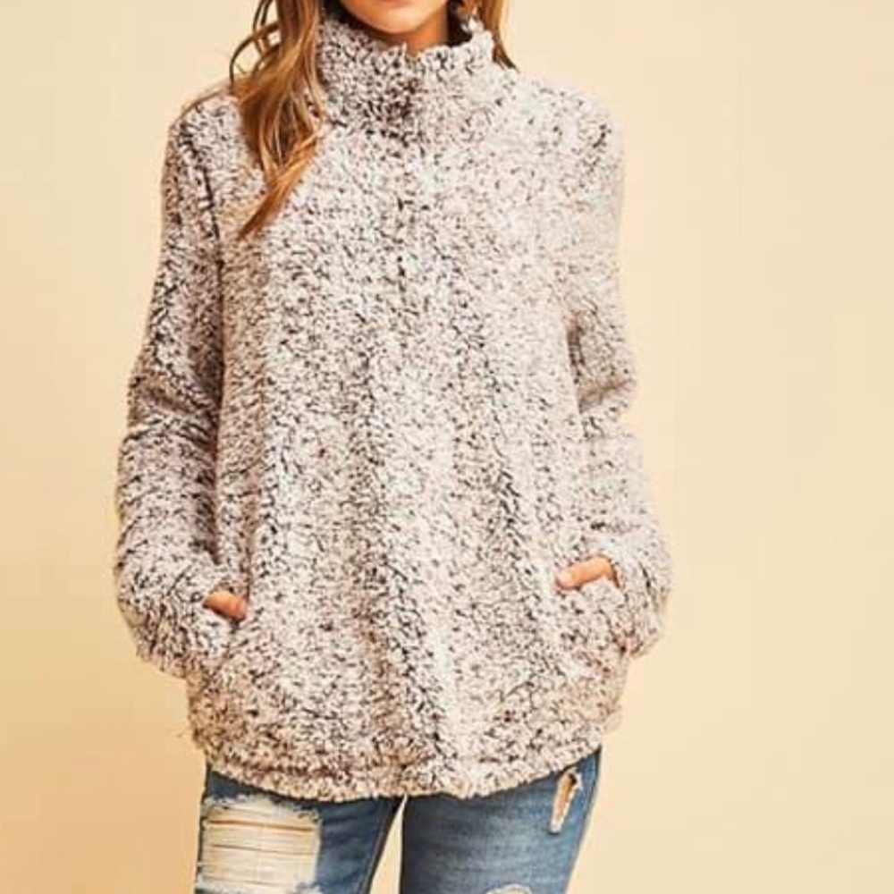 “Mocha” Shaggy Pullover